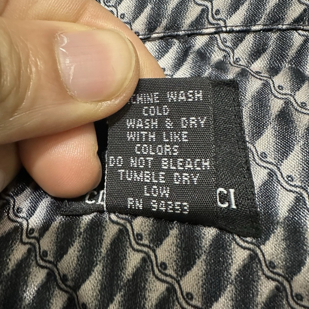 Claudio Nucci Men's Lounge Shirt L Black White Button Front Ramie Pajama‎ Top - Picture 5 of 9